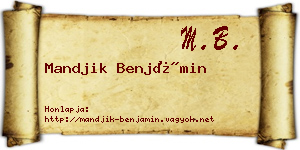 Mandjik Benjámin névjegykártya